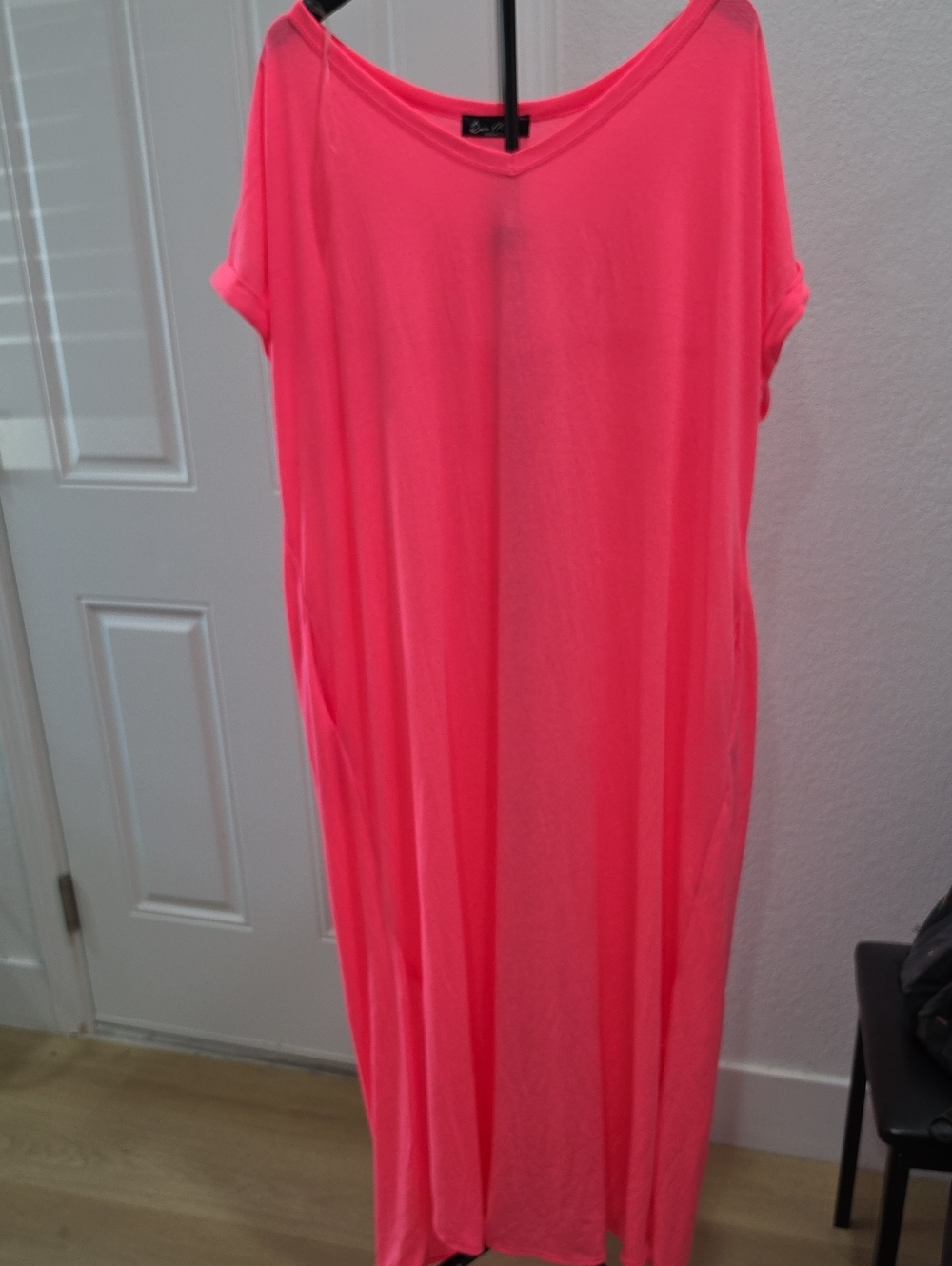 Women’s V-Neck Maxi Dress in Bright Pink